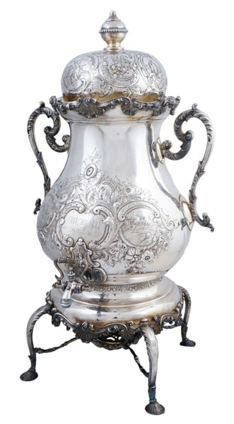 Monumental Silver Tea Urn Samovar in Victorian Style