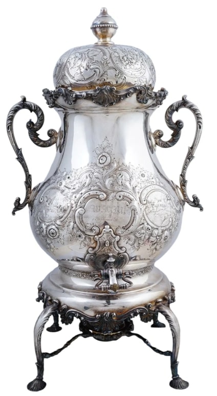 Monumental Silver Tea Urn Samovar in Victorian Style