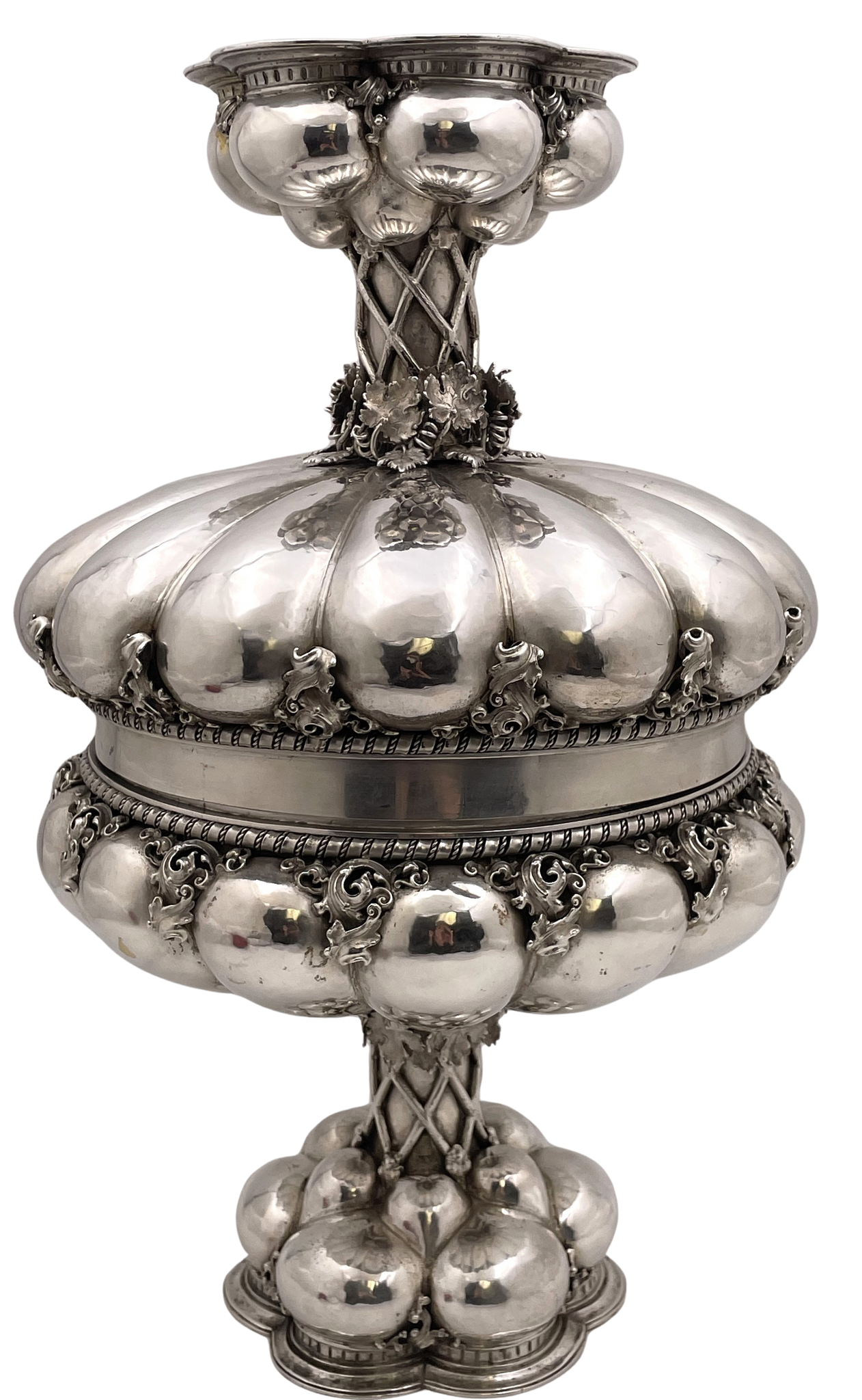 German Continental Silver Pair of 19th Century Compotes / Footed Centerpiece Bowls