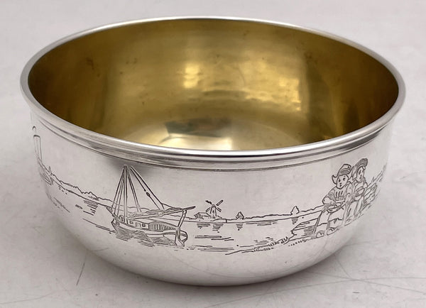 Gorham Gilt Sterling Silver 1927 Child Bowl & Underplate with Children Motifs