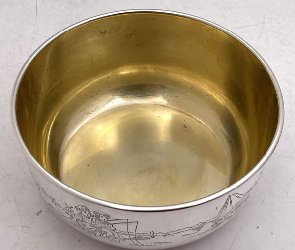 Gorham Gilt Sterling Silver 1927 Child Bowl & Underplate with Children Motifs