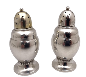 Randahl Pair of Sterling Silver Salt & Pepper Shakers in Arts & Crafts Style