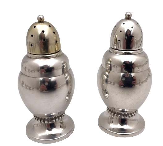 Randahl Pair of Sterling Silver Salt & Pepper Shakers in Arts & Crafts Style