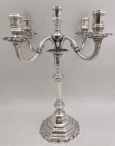 Pair of Schwarz & Steiner Austrian Silver 5-Light Candelabra from Early 20th Century in Art Deco Style