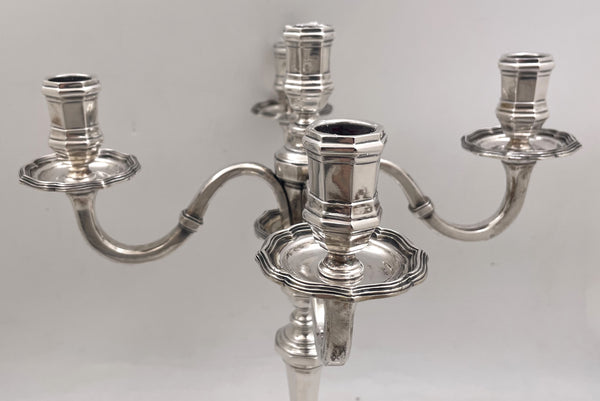 Pair of Schwarz & Steiner Austrian Silver 5-Light Candelabra from Early 20th Century in Art Deco Style