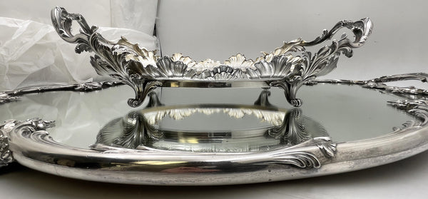 Cardeilhac French Sterling Silver Mirrored Plateau & Centerpiece Bowl in Rococo Style from Early 20th Century