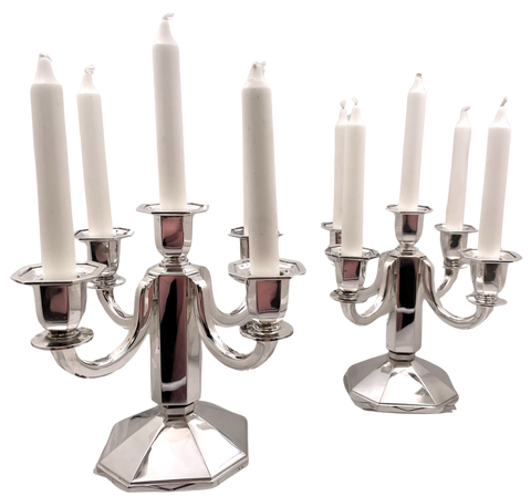 Pair of Wolfers Silver 5-Light Candelabra in Art Deco Style from Early 20th Century
