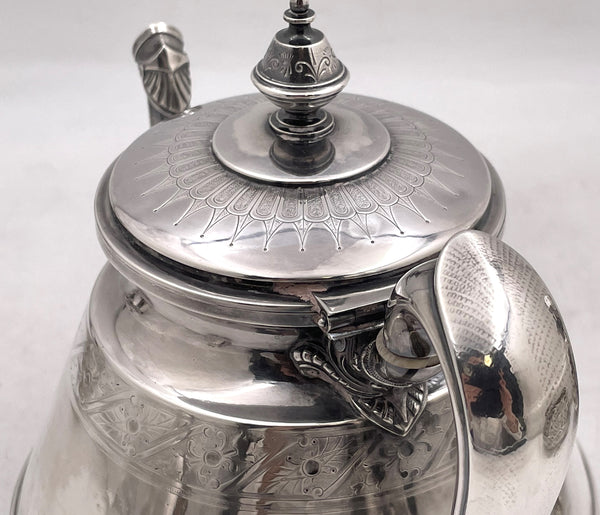 Tiffany & Co. 1875 Sterling Silver 5-Piece Tea & Coffee Set in Aesthetic Movement and in Italian Pattern