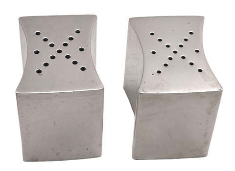 Pair of Allan Adler Sterling Silver Salt & Pepper Shakers in Mid-Century Modern Style