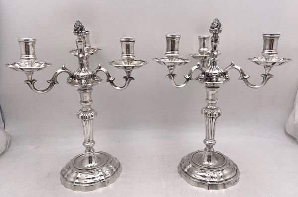 Pair of Mario Buccellati Italian Silver 3-Light Candelabra