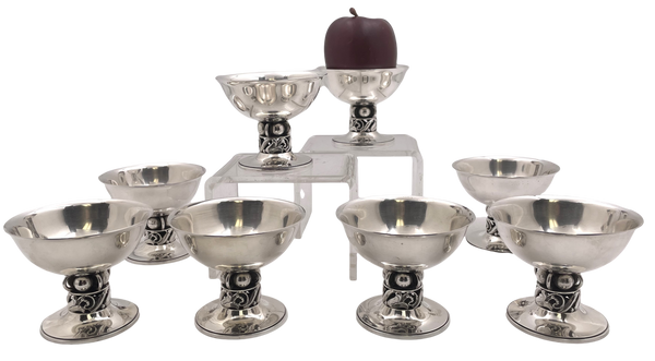 La Paglia International Sterling Silver Set of 8 Dessert Bowls in Mid-Century Modern Jensen Style