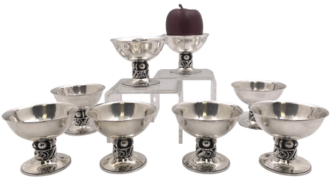 La Paglia International Sterling Silver Set of 8 Dessert Bowls in Mid-Century Modern Jensen Style
