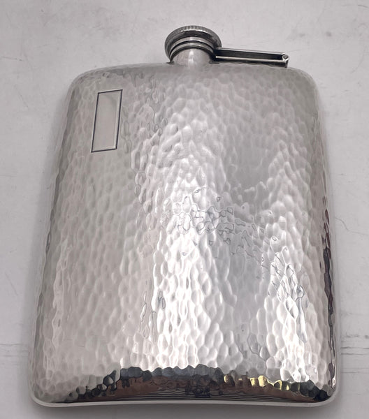 Elgin Hammered Sterling Silver Flask in Art Deco Style from Early 20th Century