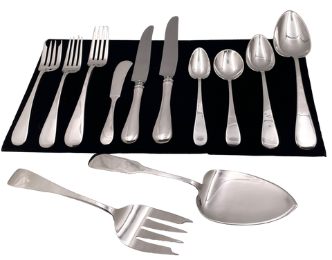Old Newbury Crafters Sterling Silver 119-Piece Wilton Flatware Set for 12 in Jensen Style