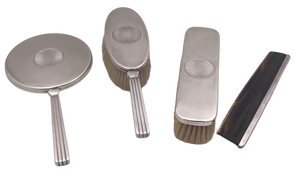 Georg Jensen by Bernadotte Sterling Silver 4-Piece Vanity Set from 1930s with Mirror, Brushes, and Comb