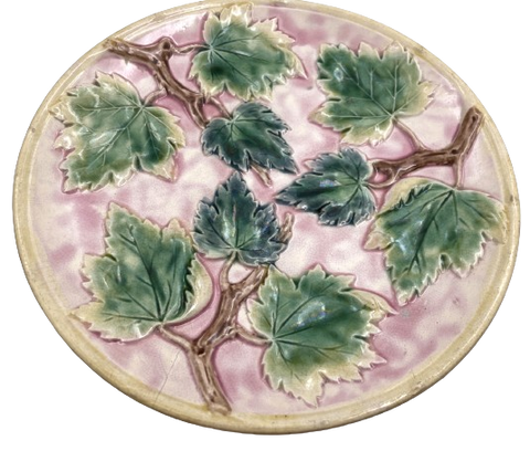 Etruscan Majolica Leaf Plate Dish from Late 19th Century