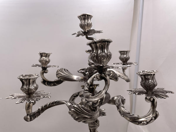 Pair of Fasoli Italian Continental Silver 7-Light Candelabra from Late 19th or Early 20th Century