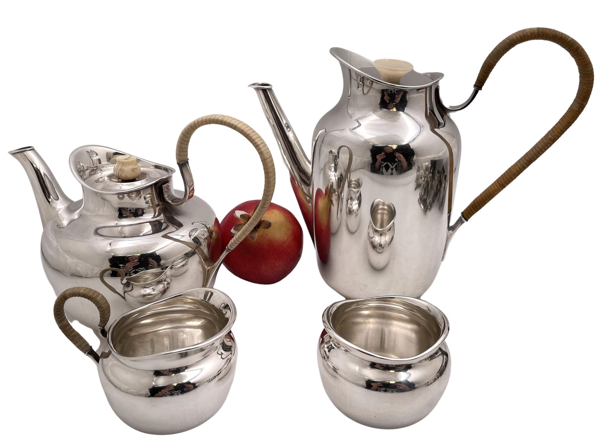 Michelsen Danish 4-Piece Sterling Silver Tea & Coffee Set in Art Deco Style