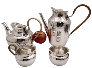 Michelsen Danish 4-Piece Sterling Silver Tea & Coffee Set in Art Deco Style