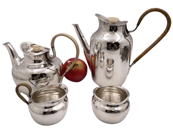 Michelsen Danish 4-Piece Sterling Silver Tea & Coffee Set in Art Deco Style