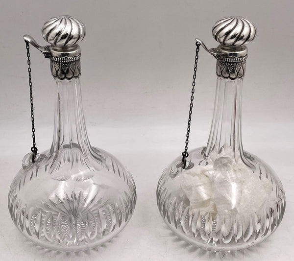 Gorham Pair of 1887 Sterling Silver Decanters in Rare Moorish/ Moresque Style