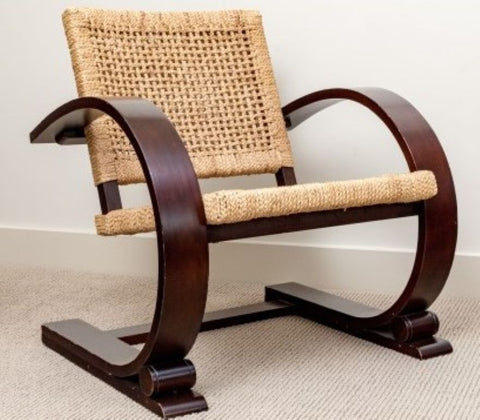 Mitchell Gold & Bob Williams Wood and Cane Armchair in Mid-Century Modern Style