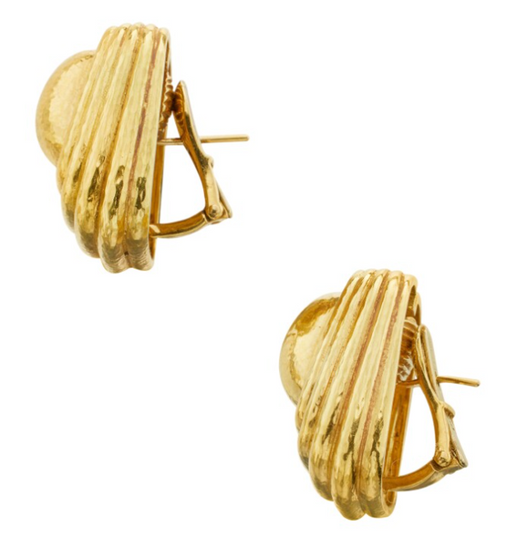 David Webb Pair of 18 Karat Yellow Gold Earclips