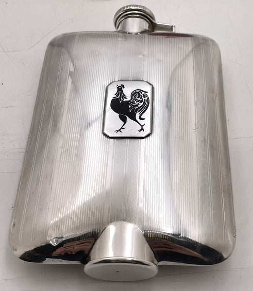 Alvin Sterling Silver & Enamel Flask in Art Deco Style from Early 20th Century