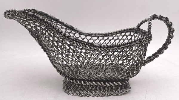 Continental Silver Wine Caddy from 19th Century with Fishnet Design