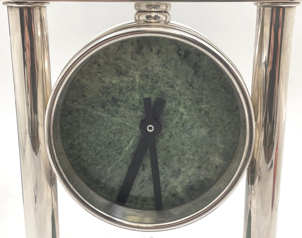 De Vecchi Onyx, Granite & Sterling Silver Clock from 20th Century