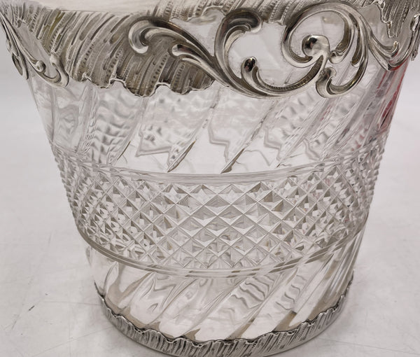 French Sterling Silver & Cut Glass Wine Cooler from the Turn of the Century