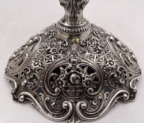 Pair of German Continental Silver Shabbat Candlesticks from 19th Century with Ornate Motifs