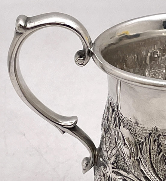 S. Kirk & Son Sterling Silver Child Christening Mug in Repousse Style from Late 19th Century