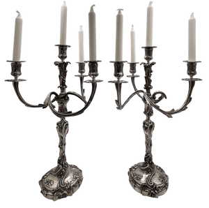 Pair of Fouquet-Gueudet French Sterling Silver 4-Light Candelabra Circa 1865