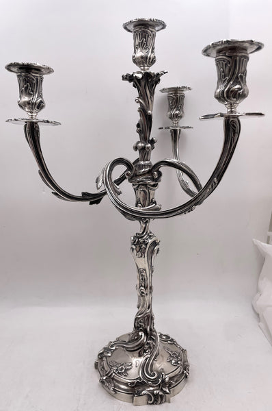 Pair of Fouquet-Gueudet French Sterling Silver 4-Light Candelabra Circa 1865