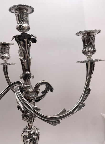 Pair of Fouquet-Gueudet French Sterling Silver 4-Light Candelabra Circa 1865