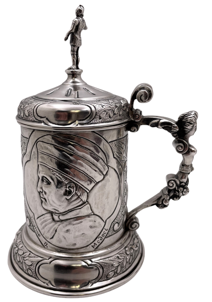 German Silver Tankard with Cosimo de Medici from 19th Century