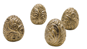 Set of 4 Cottle Gilt Sterling Silver Egg-Shaped Salt & Pepper Shakers from Late 19th/ Early 20th Century