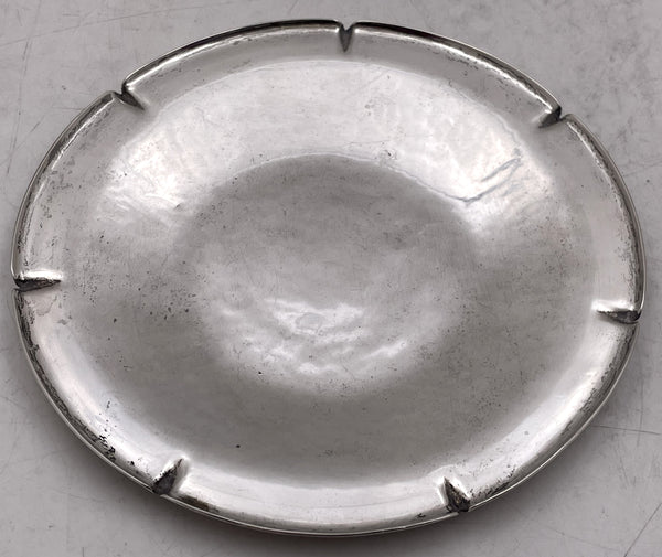 Joel F. Hewes Sterling Silver Arts & Crafts Hammered Serving Dish