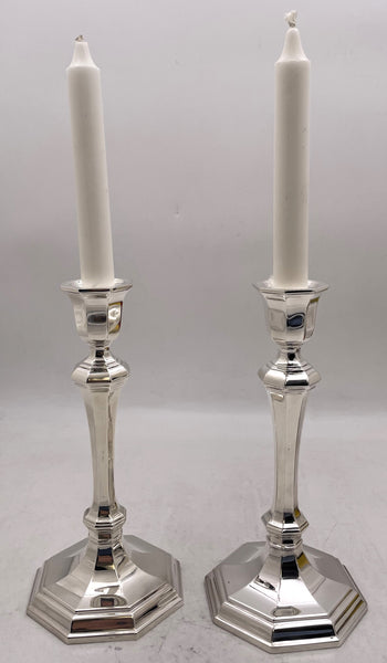 Pair of Tiffany & Co. Sterling Silver Candlesticks in Mid-Century Modern Style with Box