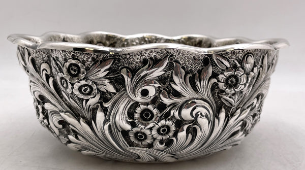 Whiting Sterling Silver Bowl in Repousse Pattern and Art Nouveau Style from 1884