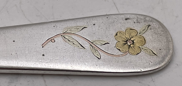 Dominick & Haff Set of 6 Mixed Metal (Sterling Silver with Gold Inlay) Knives from Late 19th Century