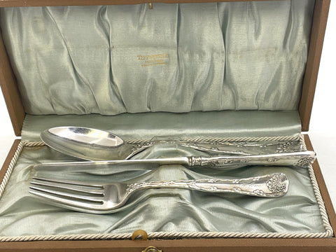 Tiffany & Co. Sterling Silver 3-Piece Youth Flatware Set in Wave Edge Pattern with Original Box