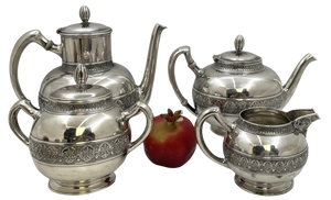 Gorham Sterling Silver 4-Piece Coffee & Tea Set in Pompeii Pattern from 1886