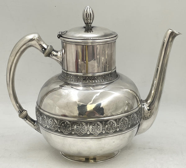 Gorham Sterling Silver 4-Piece Coffee & Tea Set in Pompeii Pattern from 1886