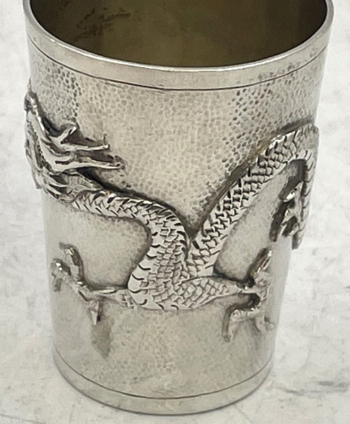 Set of 6 China Jewelry Company Sterling Silver Cups with Dragon Motifs