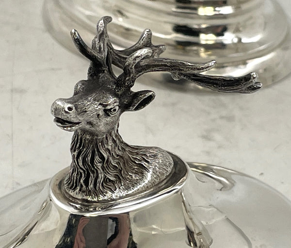 Shreve, Stanwood & Co. Sterling Silver 3-Piece Tea Set Circa 1860s with Stag Deer Motifs