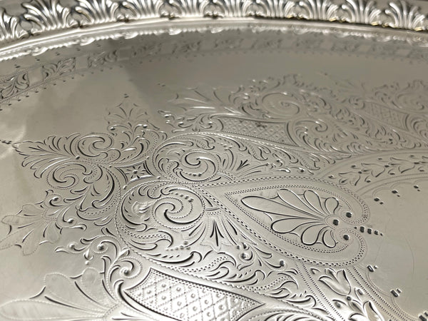 William Hutton & Sons English Sterling Silver 1897 Victorian Two-Handled Tray