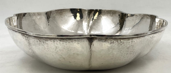 Mulholland Sterling Silver Hammered Centerpiece Bowl in Chicago Arts & Crafts Style