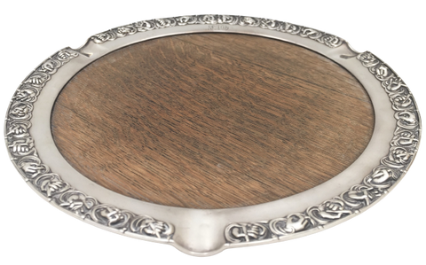 Gorham 1917 Smoking Wood and Sterling Silver Tray